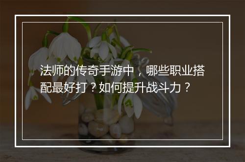 法师的传奇手游中，哪些职业搭配最好打？如何提升战斗力？