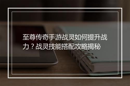 至尊传奇手游战灵如何提升战力？战灵技能搭配攻略揭秘
