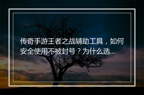 传奇手游王者之战辅助工具，如何安全使用不被封号？为什么选择它？