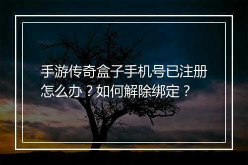 手游传奇盒子手机号已注册怎么办？如何解除绑定？