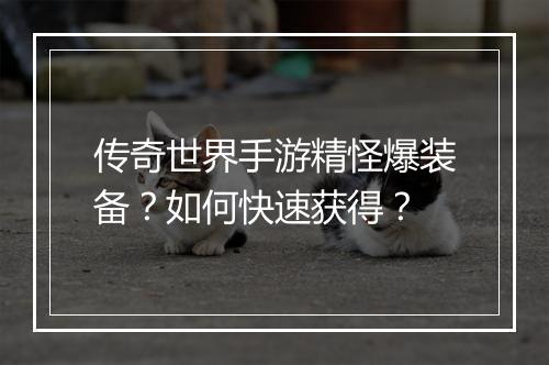 传奇世界手游精怪爆装备？如何快速获得？