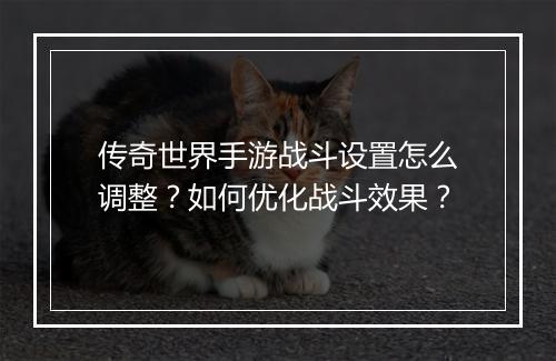传奇世界手游战斗设置怎么调整？如何优化战斗效果？