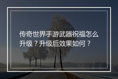 传奇世界手游武器祝福怎么升级？升级后效果如何？