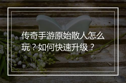 传奇手游原始散人怎么玩？如何快速升级？