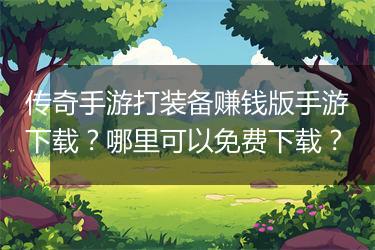 传奇手游打装备赚钱版手游下载？哪里可以免费下载？