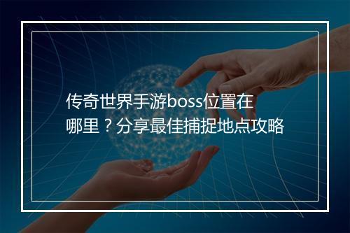 传奇世界手游boss位置在哪里？分享最佳捕捉地点攻略