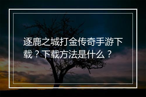 逐鹿之城打金传奇手游下载？下载方法是什么？