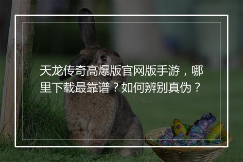 天龙传奇高爆版官网版手游，哪里下载最靠谱？如何辨别真伪？
