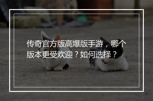 传奇官方版高爆版手游，哪个版本更受欢迎？如何选择？