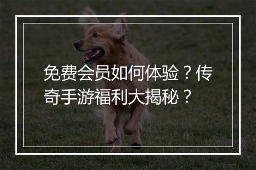 免费会员如何体验？传奇手游福利大揭秘？