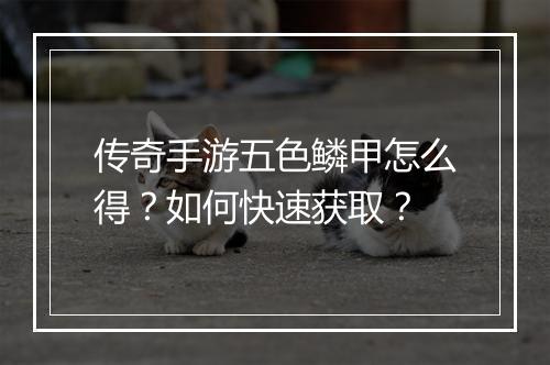传奇手游五色鳞甲怎么得？如何快速获取？
