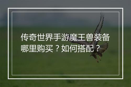 传奇世界手游魔王兽装备哪里购买？如何搭配？