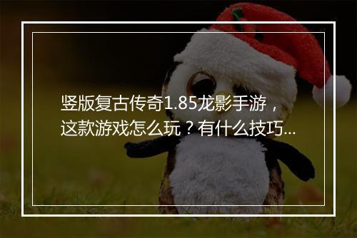 竖版复古传奇1.85龙影手游，这款游戏怎么玩？有什么技巧？