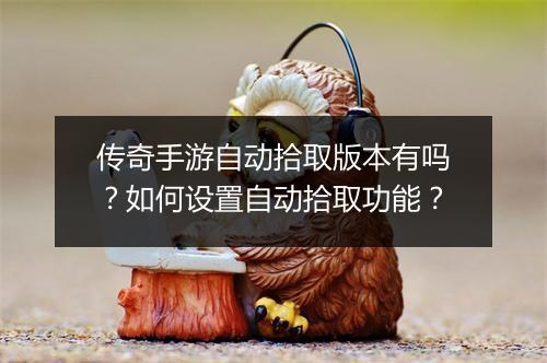 传奇手游自动拾取版本有吗？如何设置自动拾取功能？