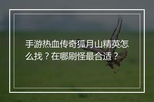 手游热血传奇狐月山精英怎么找？在哪刷怪最合适？