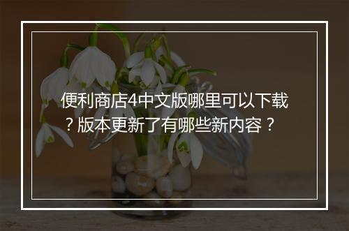 便利商店4中文版哪里可以下载？版本更新了有哪些新内容？