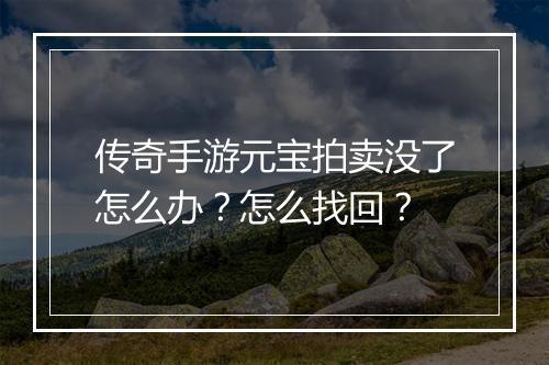 传奇手游元宝拍卖没了怎么办？怎么找回？