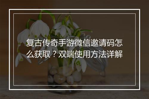 复古传奇手游微信邀请码怎么获取？双端使用方法详解