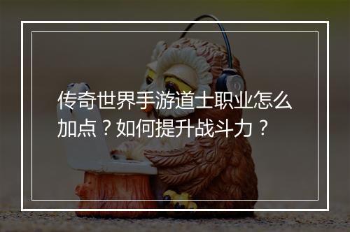 传奇世界手游道士职业怎么加点？如何提升战斗力？