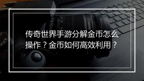 传奇世界手游分解金币怎么操作？金币如何高效利用？