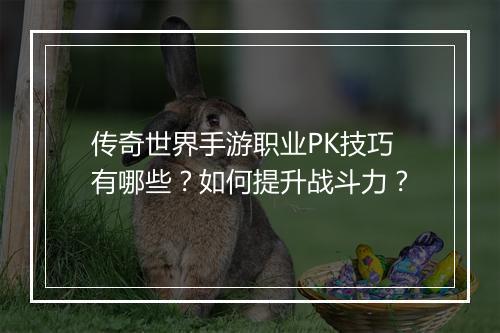 传奇世界手游职业PK技巧有哪些？如何提升战斗力？