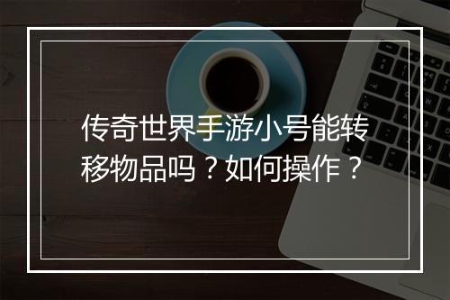 传奇世界手游小号能转移物品吗？如何操作？