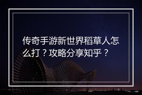 传奇手游新世界稻草人怎么打？攻略分享知乎？