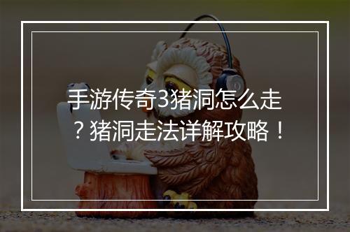 手游传奇3猪洞怎么走？猪洞走法详解攻略！