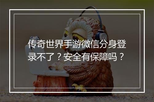 传奇世界手游微信分身登录不了？安全有保障吗？
