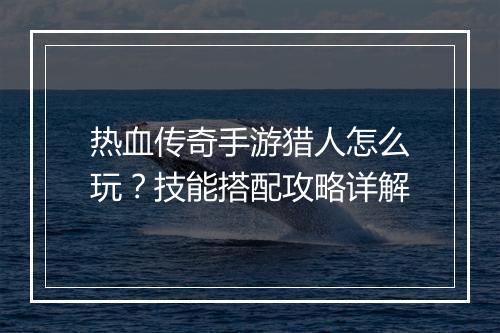 热血传奇手游猎人怎么玩？技能搭配攻略详解
