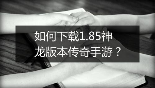 如何下载1.85神龙版本传奇手游？