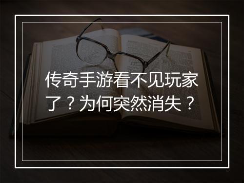 传奇手游看不见玩家了？为何突然消失？