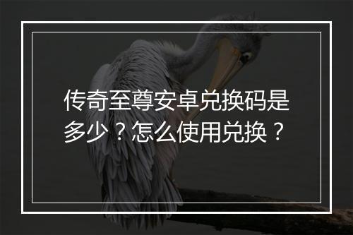 传奇至尊安卓兑换码是多少？怎么使用兑换？