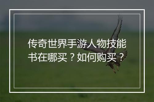 传奇世界手游人物技能书在哪买？如何购买？