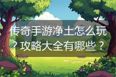 传奇手游净土怎么玩？攻略大全有哪些？