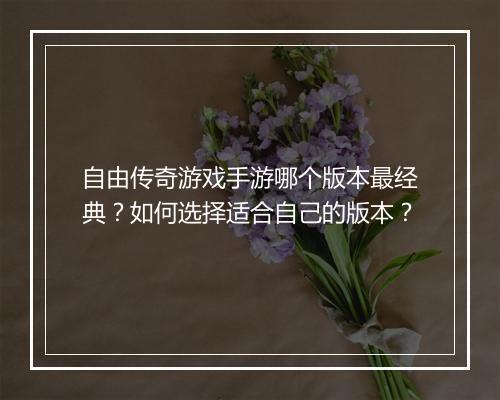 自由传奇游戏手游哪个版本最经典？如何选择适合自己的版本？