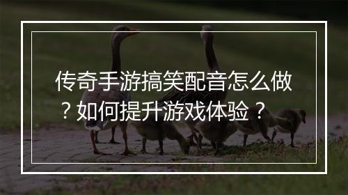 传奇手游搞笑配音怎么做？如何提升游戏体验？