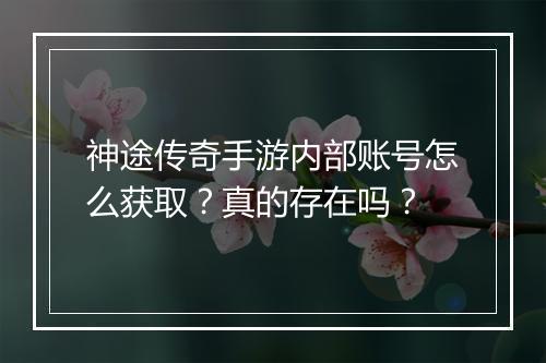 神途传奇手游内部账号怎么获取？真的存在吗？