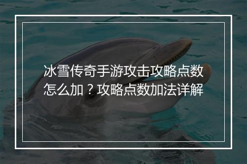 冰雪传奇手游攻击攻略点数怎么加？攻略点数加法详解