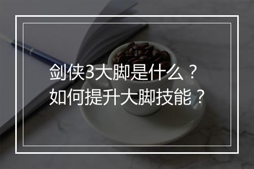 剑侠3大脚是什么？如何提升大脚技能？
