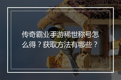 传奇霸业手游稀世称号怎么得？获取方法有哪些？