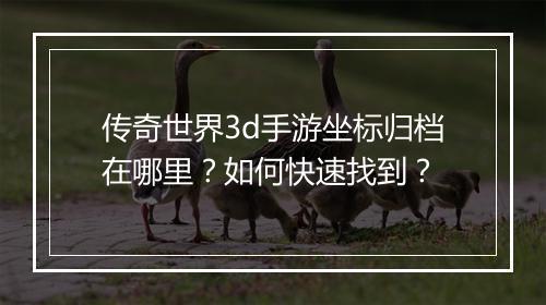 传奇世界3d手游坐标归档在哪里？如何快速找到？