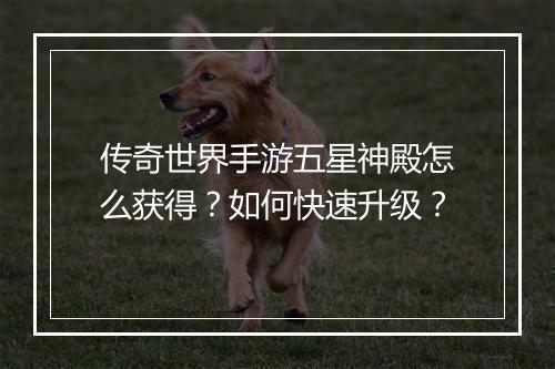 传奇世界手游五星神殿怎么获得？如何快速升级？
