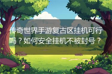 传奇世界手游复古区挂机可行吗？如何安全挂机不被封号？