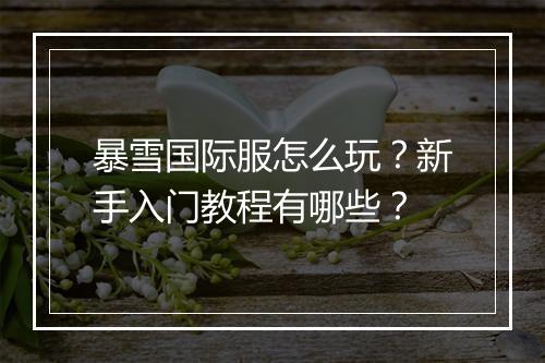 暴雪国际服怎么玩？新手入门教程有哪些？
