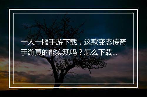一人一服手游下载，这款变态传奇手游真的能实现吗？怎么下载？