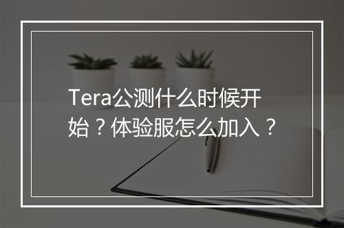 Tera公测什么时候开始？体验服怎么加入？