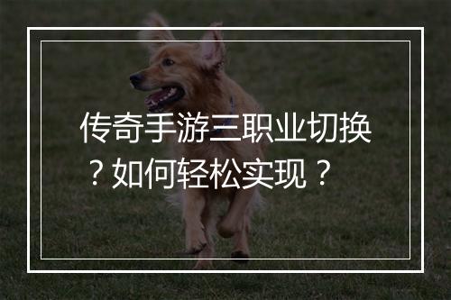 传奇手游三职业切换？如何轻松实现？