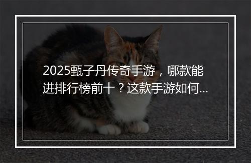 2025甄子丹传奇手游，哪款能进排行榜前十？这款手游如何？