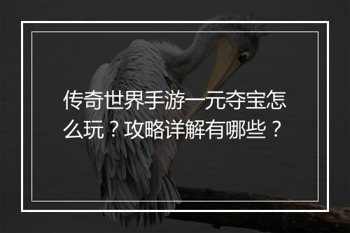 传奇世界手游一元夺宝怎么玩？攻略详解有哪些？